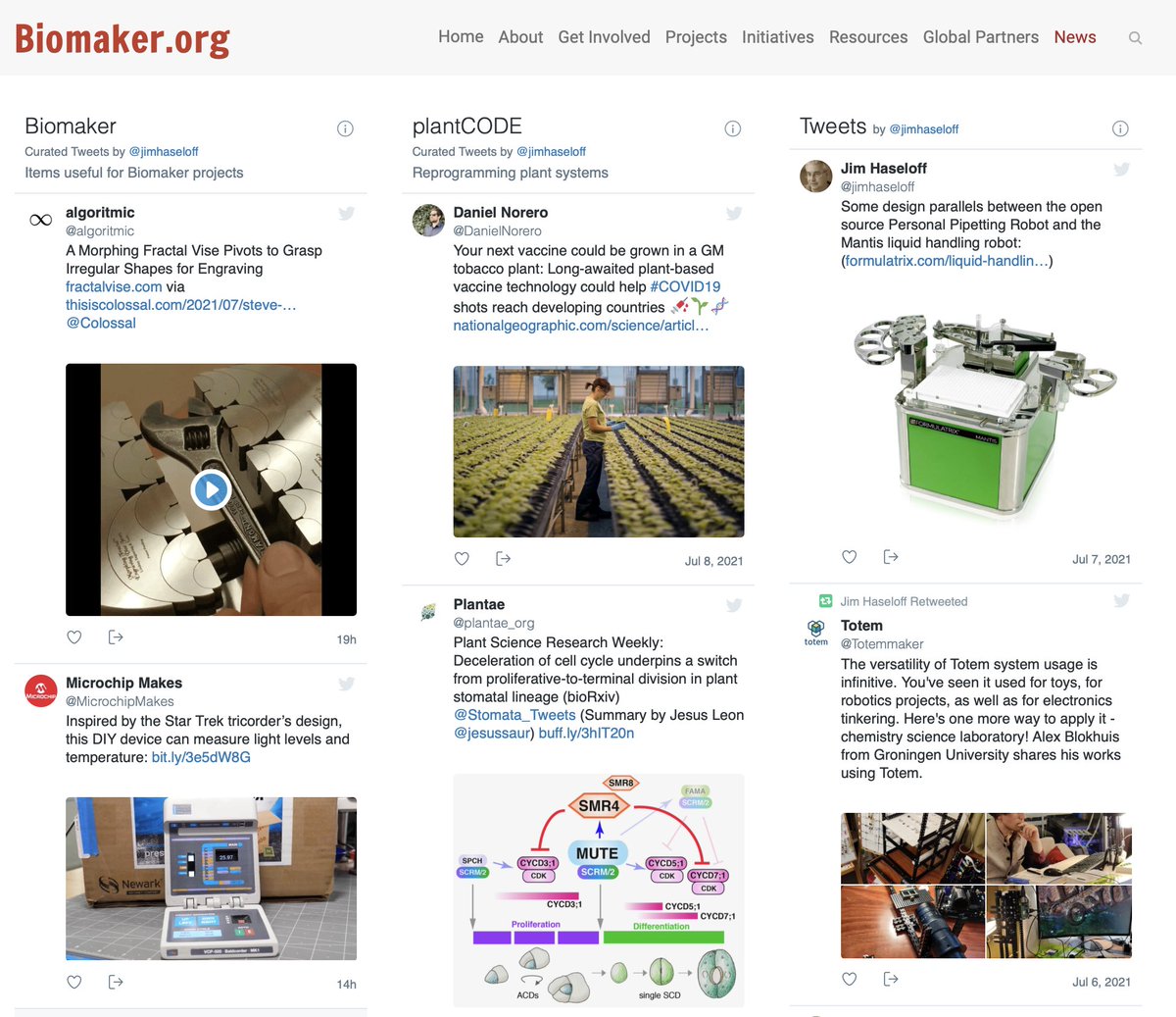 Curated collection of bioengineering nuggets - with an emphasis on new Biomaker tools, gizmos and frugal science for the lab and field:
biomaker.org/tweets