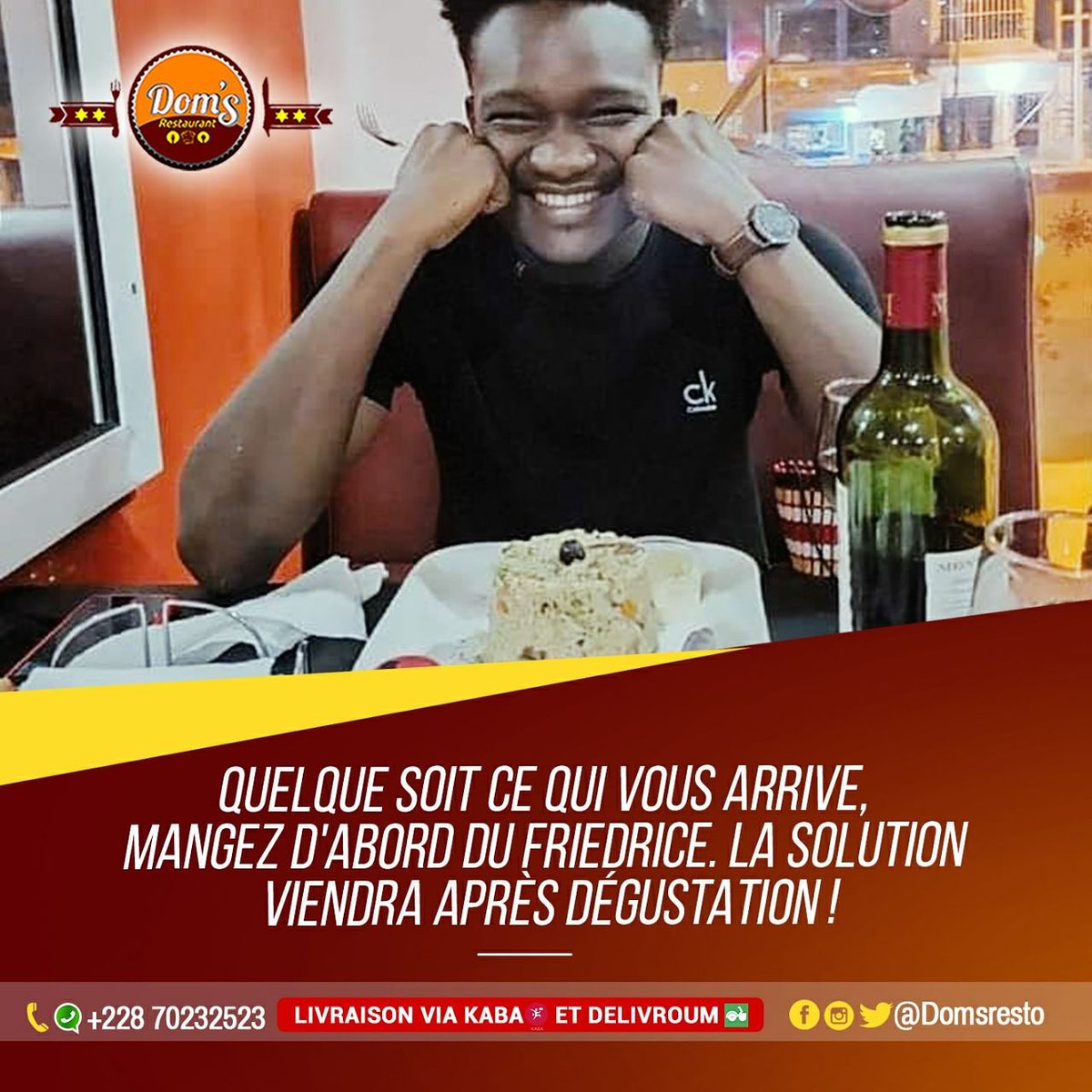 domsresto's tweet photo. Sur ce sage conseil, nous vous souhaitons une bonne suite de journée !
PS : Nous pouvons vous aider à bien appliquer le conseil. Comment ? Passez juste nous voir ! 😁
📍Qtier Nukafu | 📞 +228 70 23 25 23 (Gsm/Whatsapp)
#domsresto #friedricelounge #happymood #TT228 https://t.co/QuaBXF4lrZ