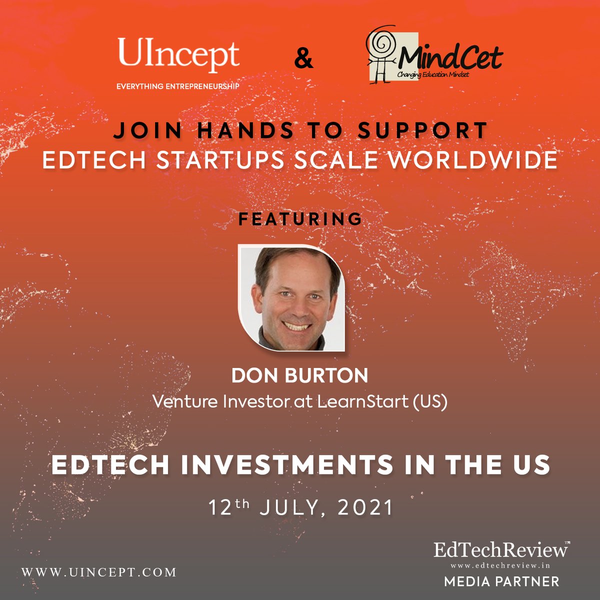 uinceptindia's tweet photo. UIncept in collaboration with MindCET- EdTech Innovation Center Israel, is organising Edtech Startup exchange program.
On 12th Julyโ21, Don Burton will address the topic- Edtech Investments in the US.
#edtech #globalstartups #mindcet #uincept
https://t.co/qWluVxG2Tq https://t.co/zDiI5vWszh