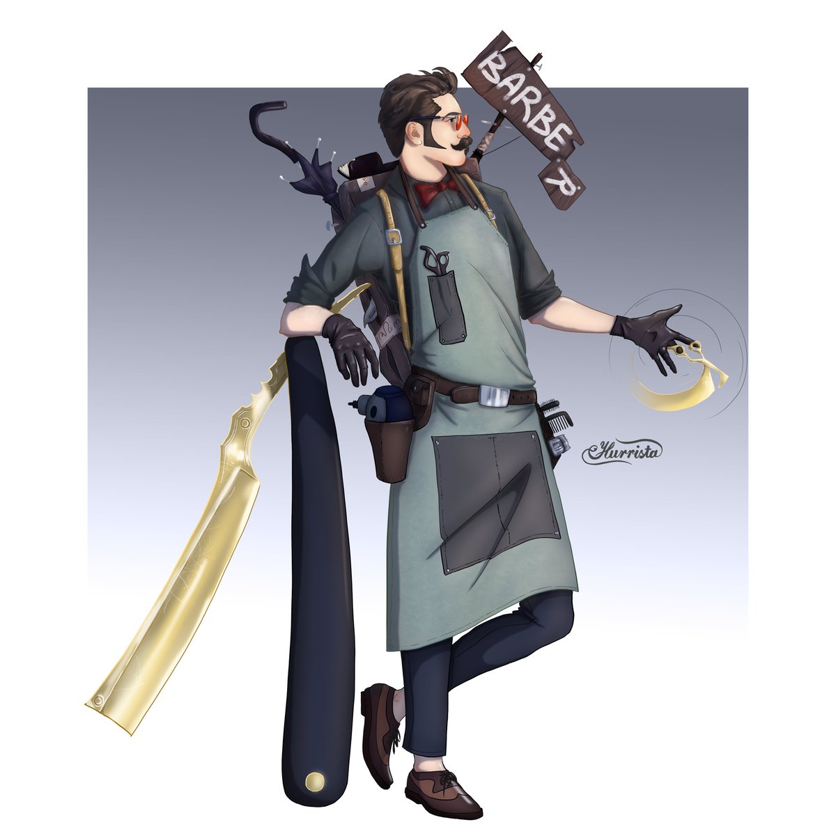 hurrista's tweet photo. Itinerant Barber
He travels over the world to cut hairs.for his safety he can protect himself by cutting his enemy's neck with his giant sharp blade

#hurrista #art #character #character_design #digital_paint https://t.co/dYtFHAfqU0