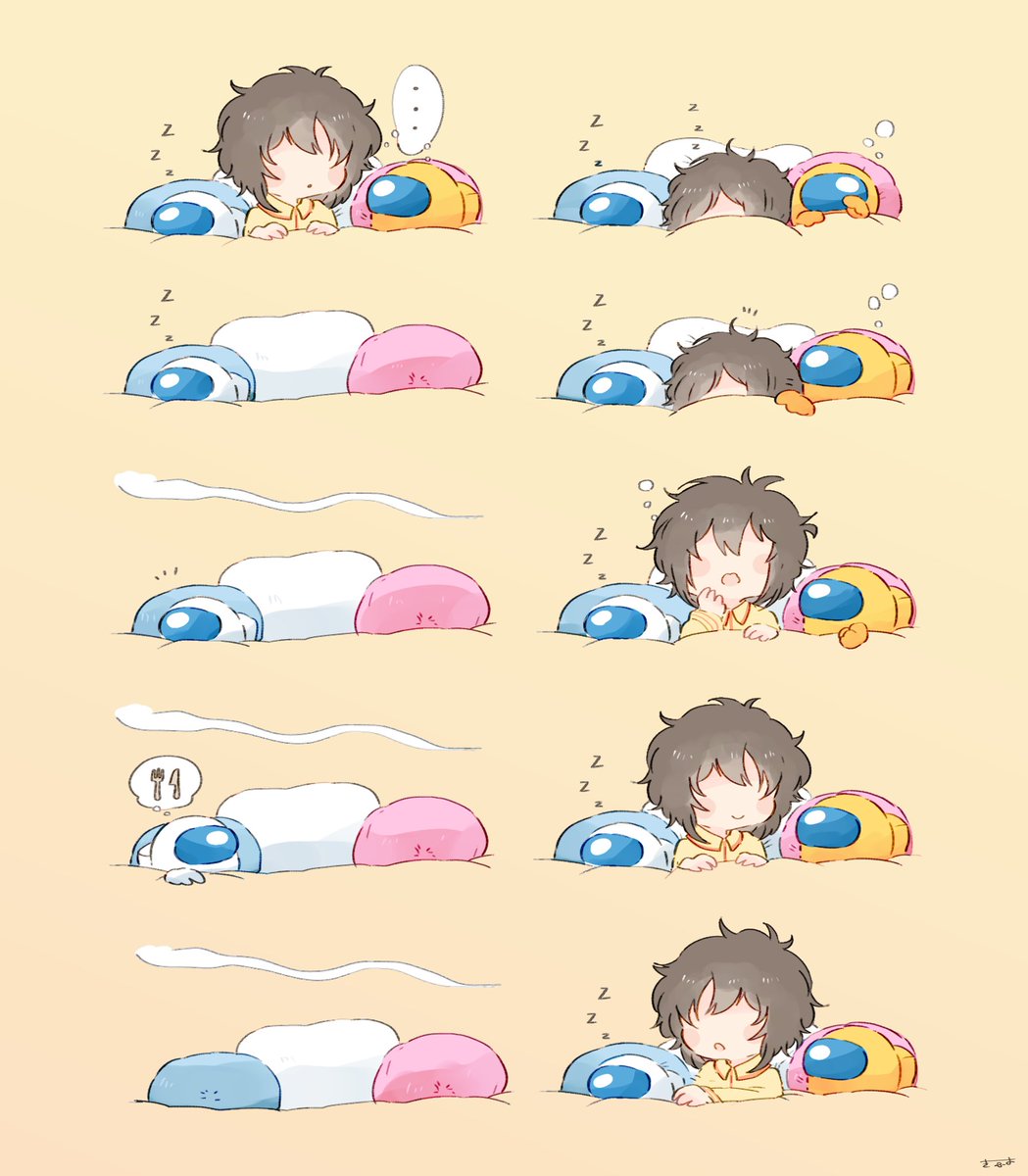 zzz spacesuit sleeping comic ... short hair messy hair  illustration images