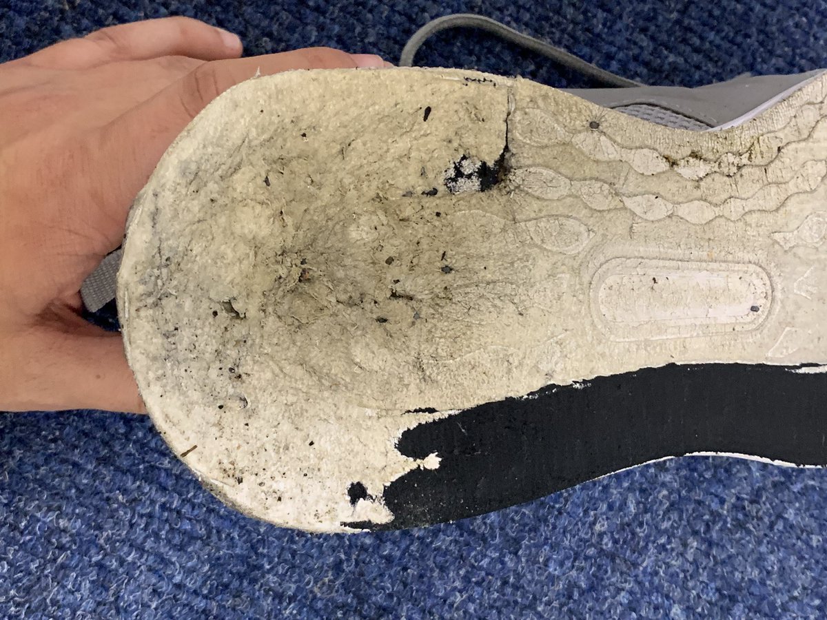 ThePhilCurry's tweet photo. #rant alert! Thanks @Georgeatasda for my new paddling shoes. Bought these in store just 4 months ago and already worn through - after and average three workouts a week. They replaced a pair from @Tesco which lasted me three years! #nothappy #wasteofmoney https://t.co/7ZkIRROE3p
