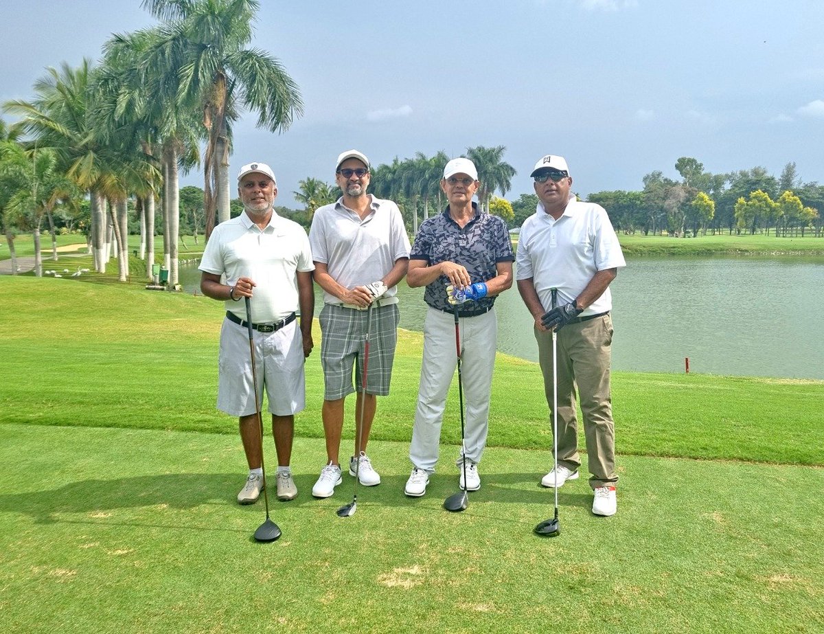 We're still testing the waters on safety at the golf course. Our masks were temporarily removed for this picture : )