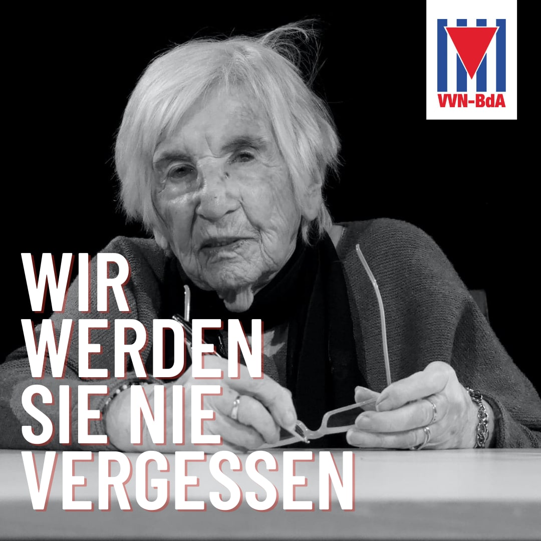 Heute hat uns die traurige Nachricht erreicht, dass unsere Ehrenpräsidentin Esther Bejarano - Überlebende der KZ Auschwitz und Ravensbrück - heute Nacht friedlich eingeschlafen ist. Sie hat uns lange begleitet und wir haben ihr viel zu verdanken. 1/2