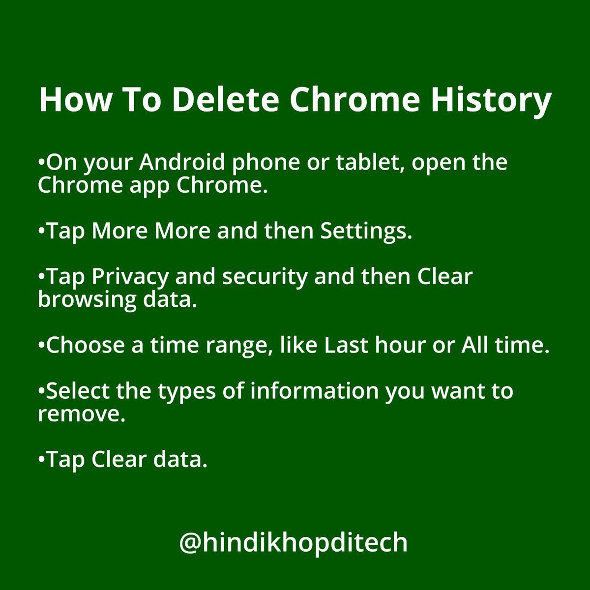 hindikhopditech's tweet image. How To Delete Chrome Data and History Try This method From @google 

#googlechrometips #google 
#chrome #androidtips #hindikhopditech