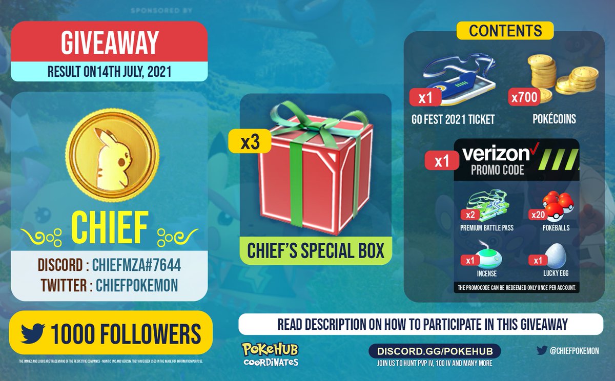 1000 followers #Giveaway Alert

3 Winners to be choosen randomly on 14th July, 2021
Winners get a Chief Special Box each.

In order to enter:

✅  Follow me so I can contact you if you win
💙  Like this post
♻️ Retweet and Tag 3 people in your retweet (only 1 retweet per account)