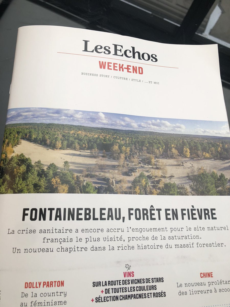 sophie_ferracci's tweet photo. « Avec ses grandes futaies de chênes et de hêtres, les chaos rocheux prisés des grimpeurs, les pins et le sable blanc…, cette forêt présente une diversité de paysages absolument unique. » 
La forêt de Fontainebleau à l’honneur dans @LesEchosWeekEnd @fredvalletoux @OTFbleau https://t.co/axO0jtYoH5