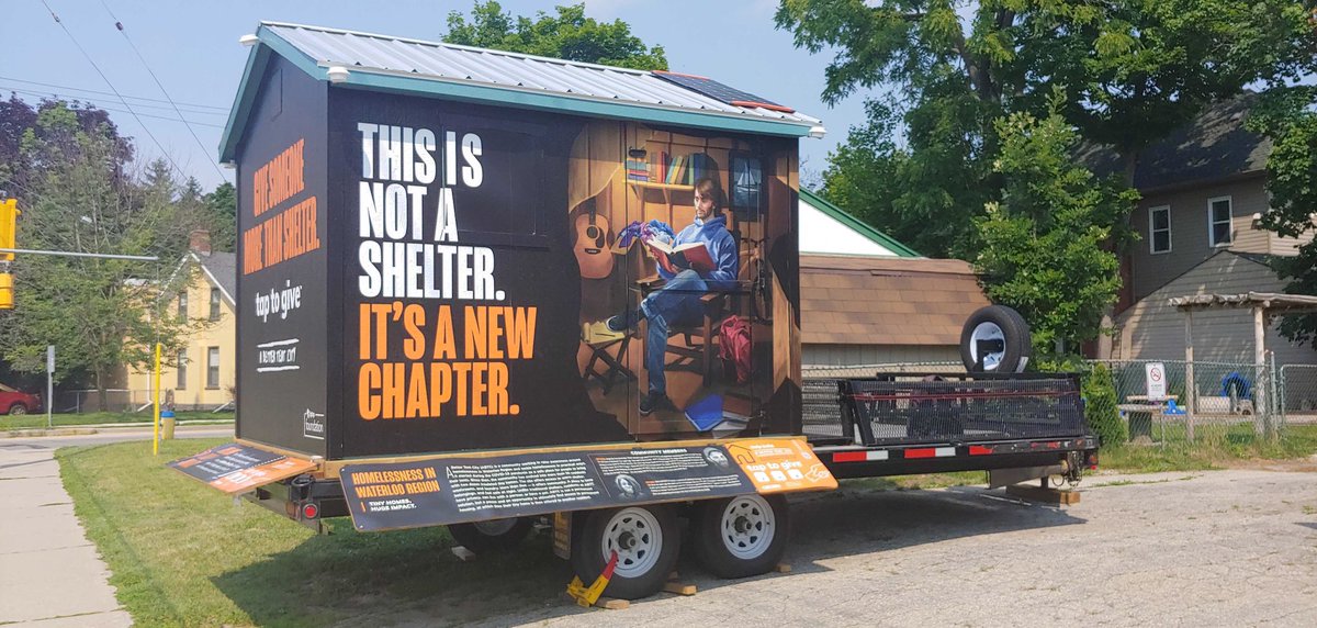 Good morning #Waterloo! You can find the tiny home this weekend at <a href="/emmanuel_u_c/">Emmanuel United</a> If you are in the neighbourhood, give it a tap and help end homelessness in <a href="/RegionWaterloo/">Region of Waterloo</a>. 💳📱#TouchlessGiving #GiveMore