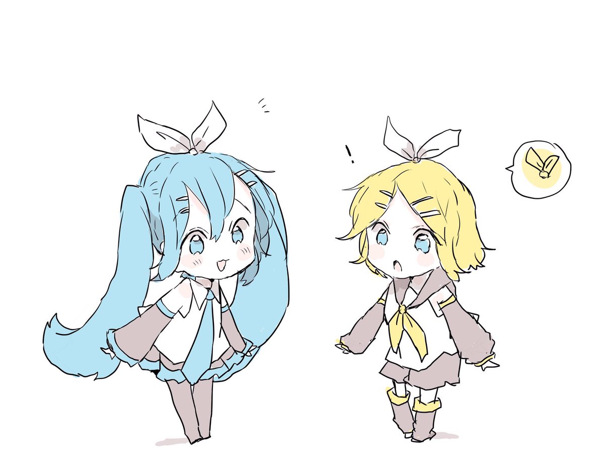 初音ミク ,鏡音リン 「! 」|sakiのイラスト