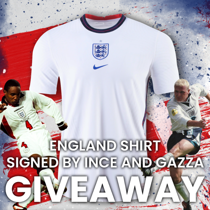 PitchFooty's tweet photo. 🤩 Want to 𝗪𝗜𝗡 an England shirt signed by #ThreeLions legends @PaulInce and Paul Gascoigne?

All you have to do is head to our Instagram and follow a few simple instructions! 🙌

#EURO2020 | #ENG