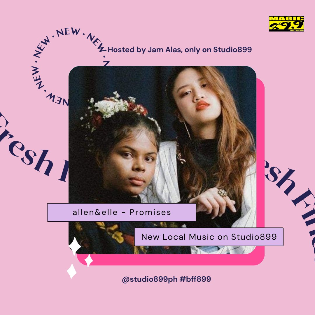 studio899ph's tweet photo. Brand New on your Best Fresh Finds List - 'Promises' by @allenandelle!

PS. Looking for new music? Tune in to our favorite fresh drops on #studio899ph every week, only on @Magic899! https://t.co/UhQtPc0gNC