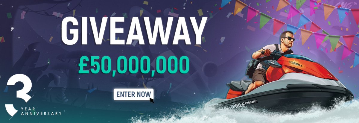 CMGFiveM's tweet image. To celebrate CMG&apos;s 3 year anniversary this week we&apos;re giving away £50,000,000!💰

How to enter:
👉Follow us.
👉Like this tweet.
👉Retweet.

Ends Monday.
(Check #announcements for other goodies! 🎁@ discord.gg/cmg)