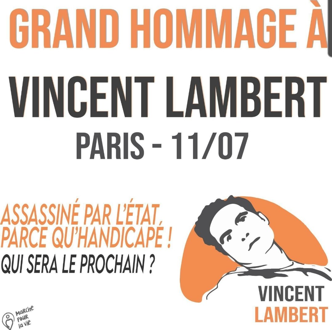MarchePourLaVie's tweet image. On se mobilise TOUS pour Vincent Lambert demain 11 juillet, anniversaire de son assassinat. 

ACTION NATIONALE ➡️