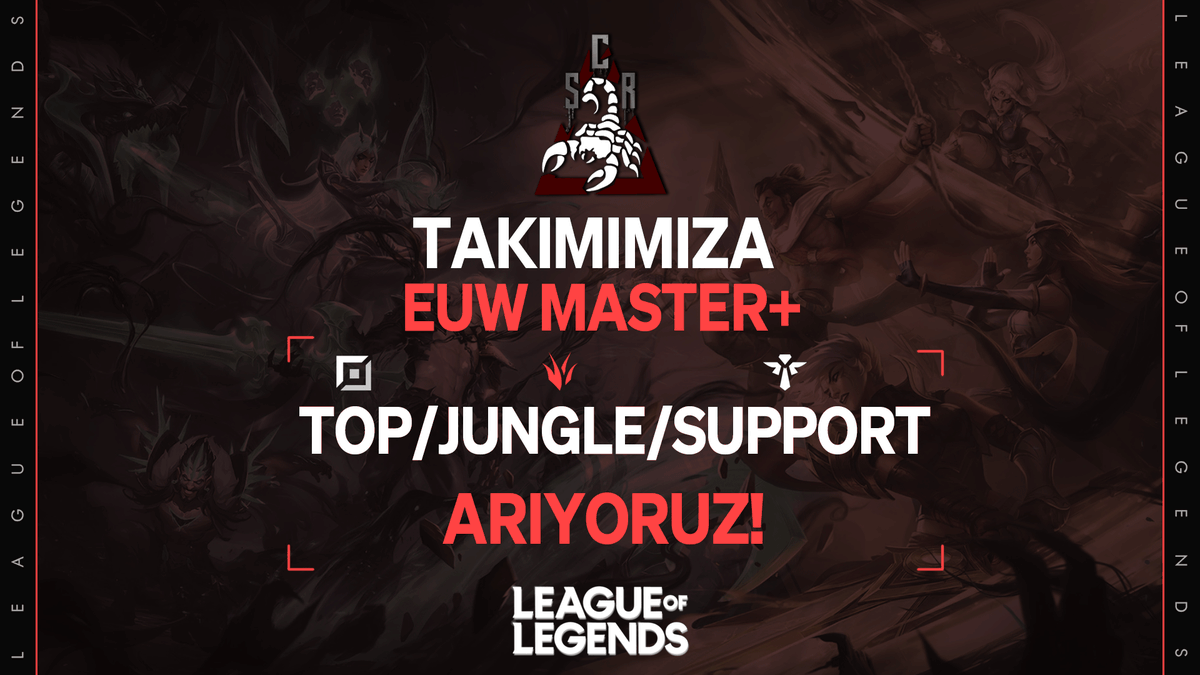 Playofflara birlikte gireceğimiz takım arkadaşlarımızı arıyoruz! 

İletişim için  : muto#0001 //  Arawn#6216 // Ezio#7915