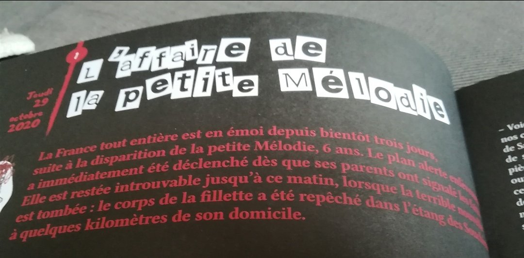 L'affaire de la petite Mélodie est résolue. On était 2 sur le coup quand même. On passe aux campeurs ! Pas mal du tout ces enquêtes de <a href="/SonyaLwu/">Sonya Lwu</a> chez <a href="/EditionMarabout/">EditionsMarabout</a>