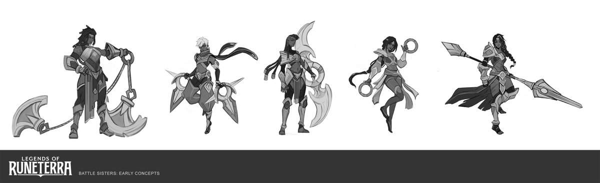 Early concept for the Ruin Runner and Profiteer, the brief initially wanted a duo of a young and an older Treasure hunter working together. So I tried to have some cocky youngsters on one side and experienced hunters on the other.