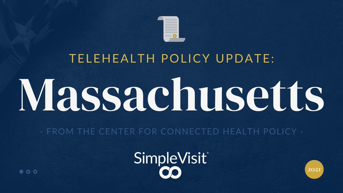 SimpleVisitMD's tweet photo. This weekend’s #TelehealthPolicyUpdate is for #Massachusetts ! Check out the latest on your state’s telehealth policy: https://t.co/cLlvF9IL2c https://t.co/iNOZgAyn3q
