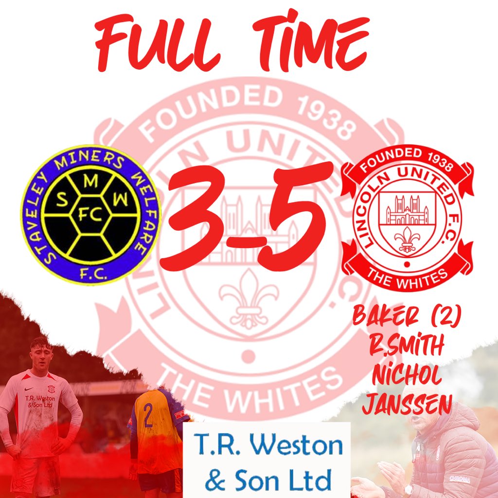 FULL TIME 

⚽️❌

Back to back pre-season wins for ‘The Whites’. Thanks to <a href="/StaveleyMWFC/">Staveley MWFC</a> for hosting.

Next up, this Tuesday night, we face <a href="/bostonunited/">Boston United</a> in The County Cup. See lincolnunitedfc.ktckts.com for tickets!

#TheWhites