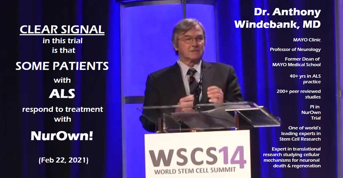 <a href="/CBSSunday/">CBS Sunday Morning 🌞</a> FDA must listen to stem cell expert, Dr. Tony Windebank of MAYO re #NurOwn

He saw #ALS patients &amp; <a href="/BrainstormCell/">BrainStorm</a>'s data the FDA said is not "enough"  

When you have a 💯fatal heterogeneous disease w no disease modifying treatments, #SomeisEnough

#NurOwnWorks
@LeeCowanCBS