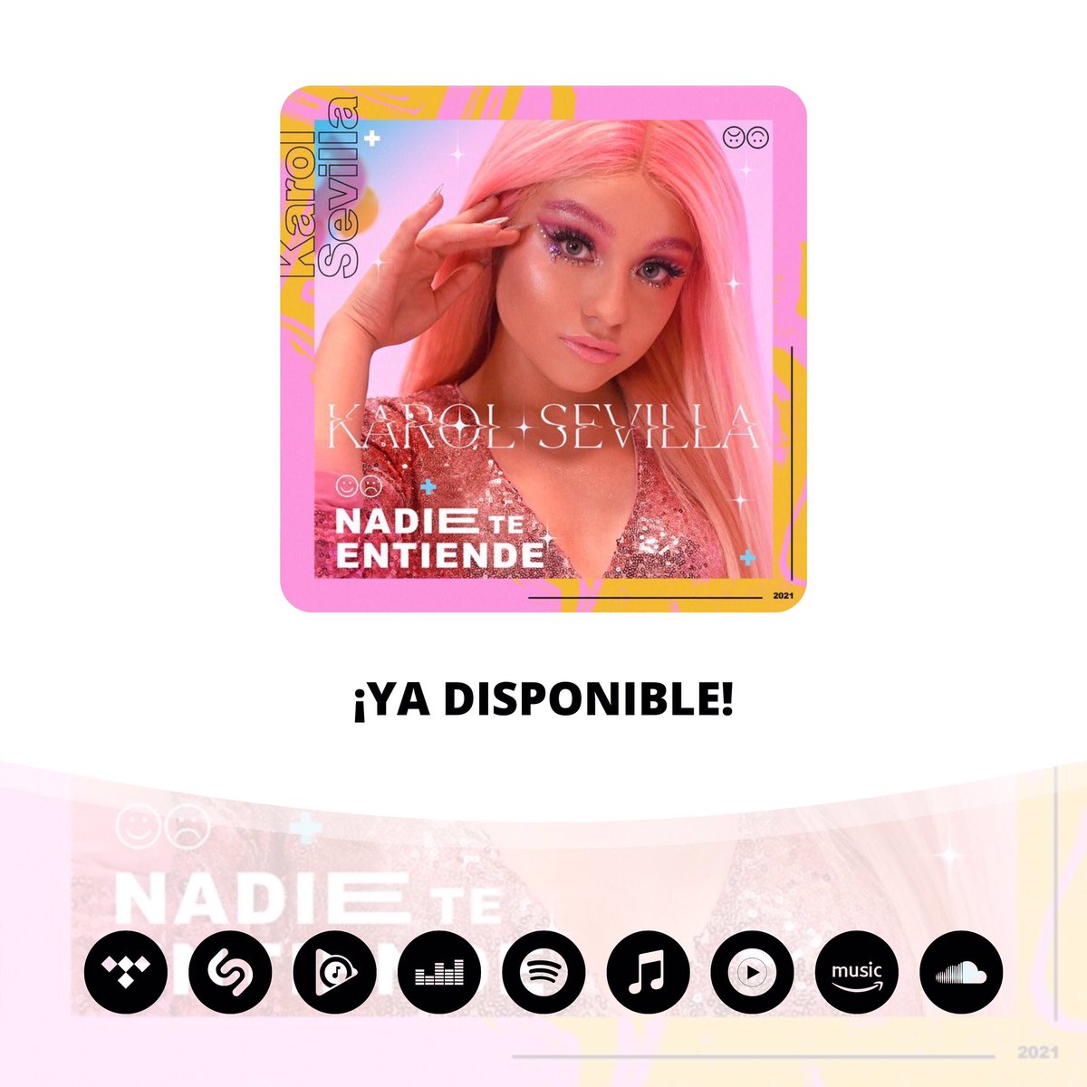 OrgFandomsPy's tweet image. 🆕 | #NadieTeEntiende de Karol Sevilla ya se encuentra disponible en todas las plataformas digitales de música.