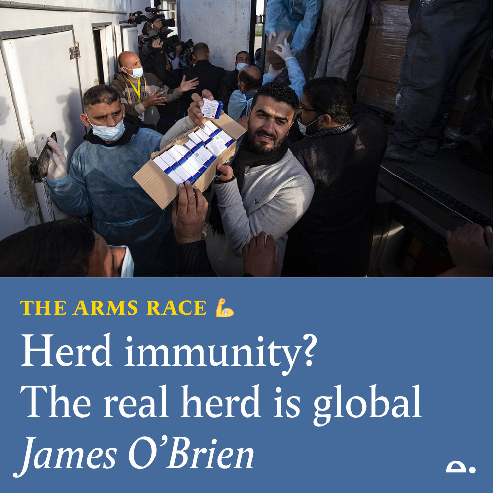 tortoise's tweet image. “What, exactly, is our herd? Who is in it? Who is not?”

@MrJamesOB on the quest to vaccinate the world and the urgency to look beyond our immediate borders to do so. 

Read his #SlowView here: torto.se/3hT0UfP