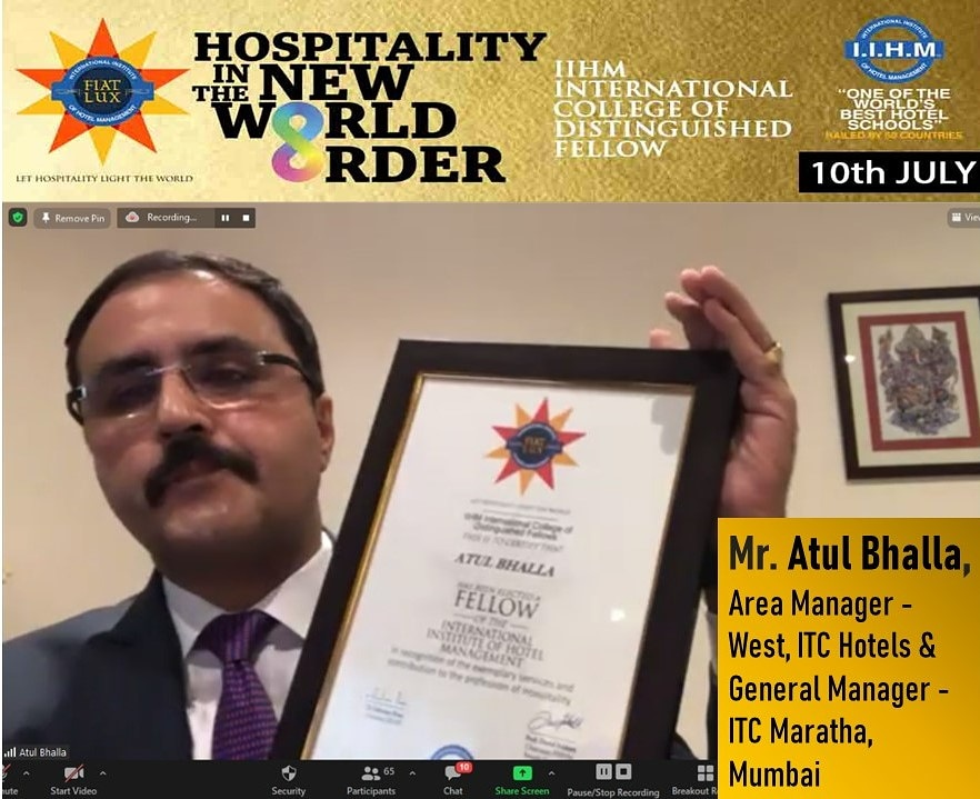 IIHMHOTELSCHOOL's tweet photo. Heartfelt Congratulations to Atul Bhalla, Area Manager West &amp; GM, @ITCHotels, elected to IIHM International College of Distinguished Fellows

We welcome you to the pool of esteemed Fellows of IIHM &amp; look forward to future collaborations.

#IIHM8EXConclave #FiatLux #iihmconclave https://t.co/o6kt1nXTyc