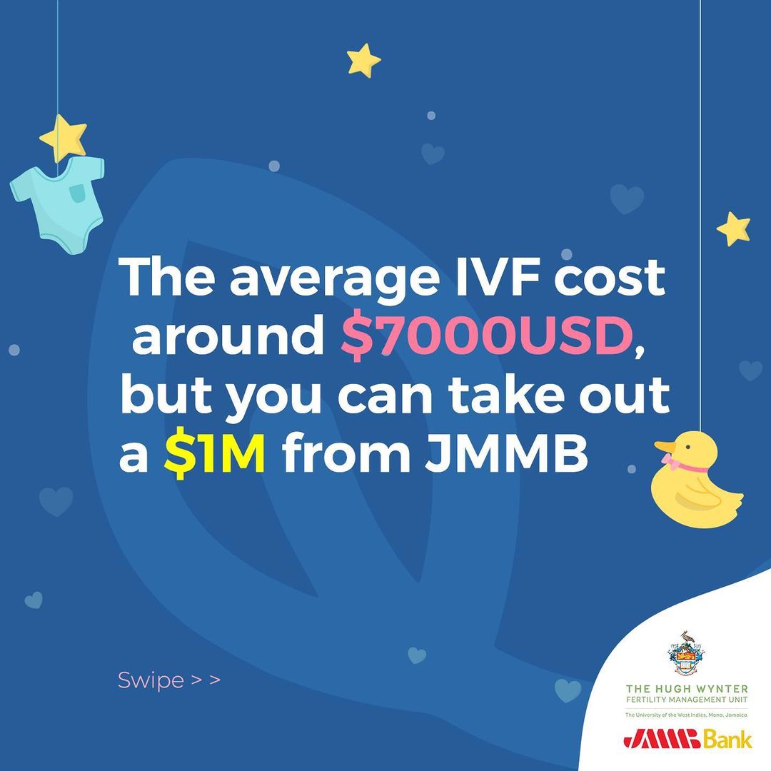 hwfertility's tweet photo. JMMB has introduced the first of its kind, a fertility loan! Get access to a loan of up to $5,000,000 with up to 5 years to repay at 18% interest per annum. Contact JMMB at 876-998-JMMB (5662) for more information.

 #HWFMU #IVFJamaica #fertility #ivf #baby #family https://t.co/K1JCXbfxOw