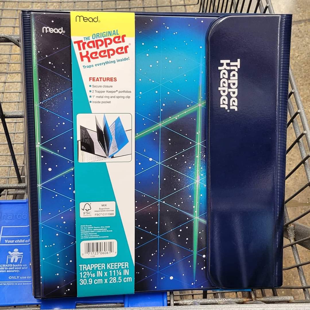 TheAdamDrake's tweet photo. Uh, y'all! This is not a drill 80s and 90s babies, #TrapperKeepers are at Walmart. Do I need one? Not really. Am I buying one? You bet your sweet ass I am! https://t.co/xY8vncJTwa