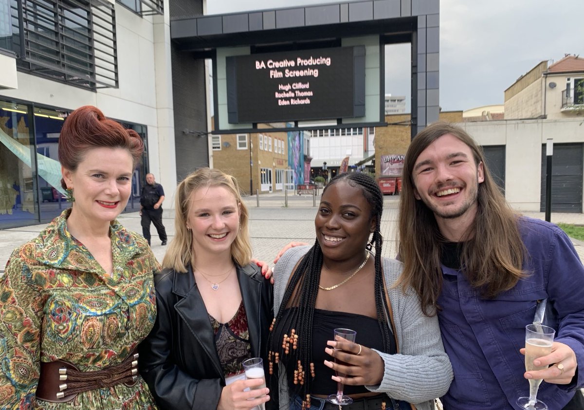 Was amazing to see three of our final year BA Creative Producers screening their short films last night ⁦@FPGSouthend⁩ ⁦@BigScreenSouth! Congratulations Eden, Rochelle and Hugh!! 👏👏With the awesome Renee Vaughan Sutherland⁩ ⁦@E15actingschool⁩ #filmmaking