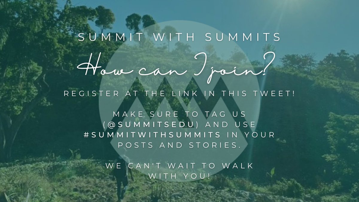summitsedu's tweet photo. We are so excited to walk with our Summiteers again this year! Swipe left on this post to learn more about what #SummitWithSummits is, and how you can participate. You can register at https://t.co/vzlAipalNW! https://t.co/ss9IAgrX5V