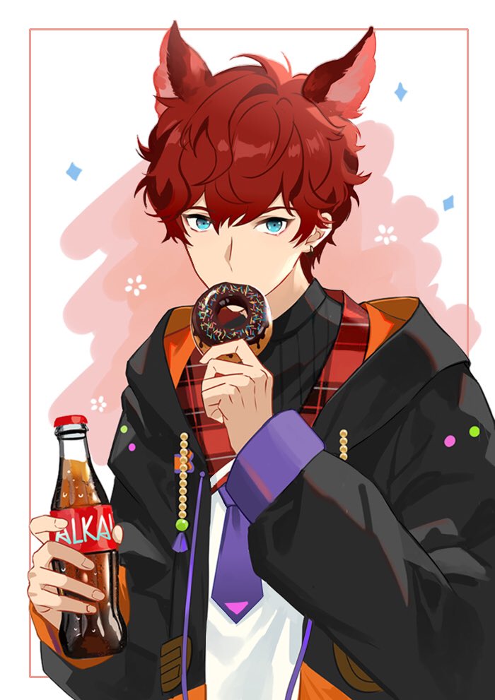 1boy male focus gloves solo hat red hair black gloves  illustration images