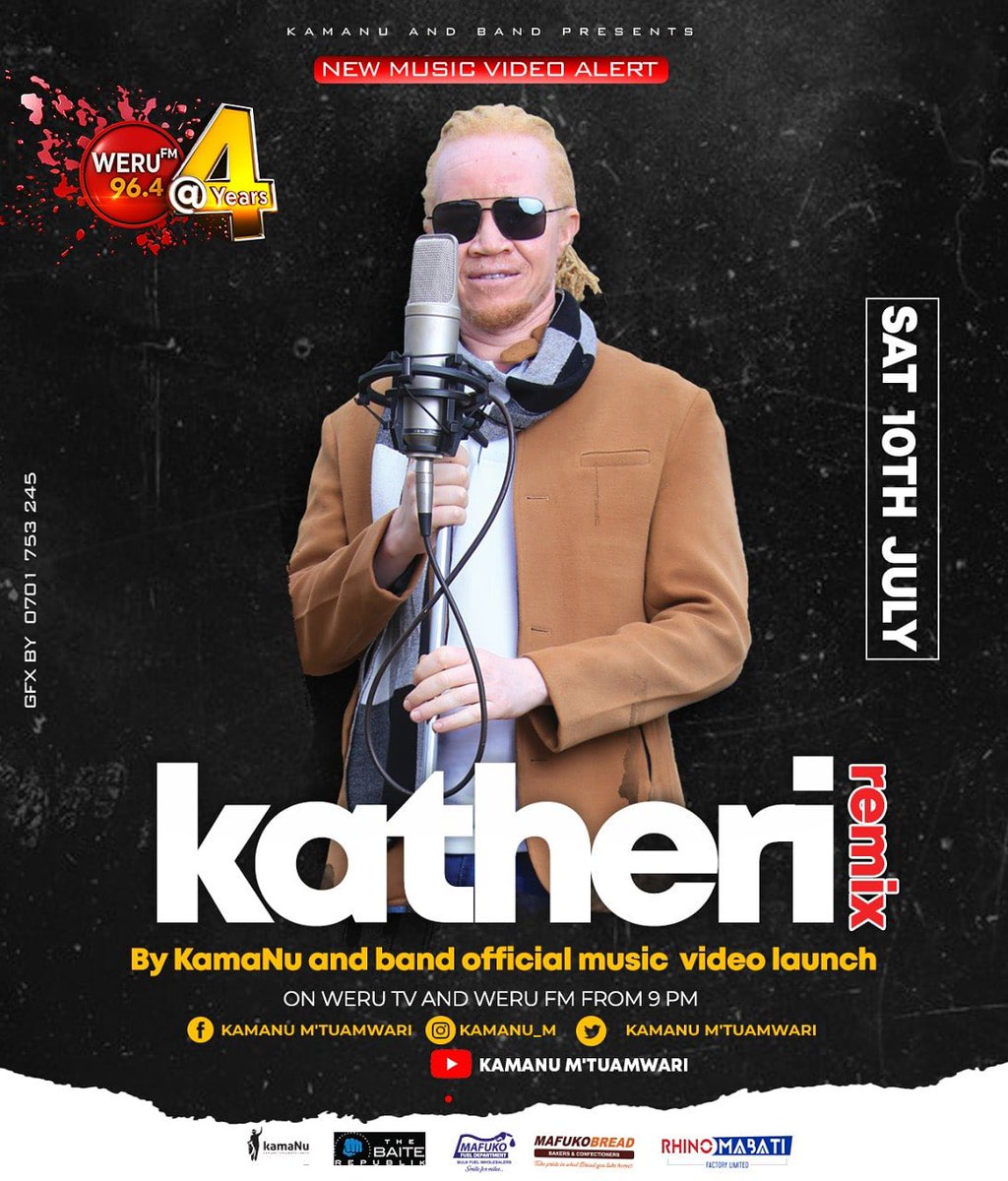 martocliq's tweet photo. NEW VIDEO ALERT!
Tonight at 9pm, @kamanu_mutuamwari and band grandly launches KATHERI REMIX video at @werutv &amp; @werufm964 . Tune in! 
https://t.co/qy9FOTRNvG https://t.co/kaKrjnae8W