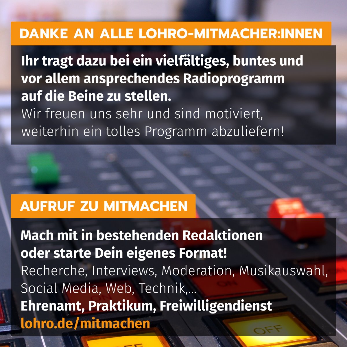 LOHRO's tweet photo. Die von der @MedienanstaltMV beauftragte #Funkanalyse 2021 zu #Bürgermedien erfasst erstmalig Radio #LOHRO. Danke fürs Befragen, Mitmachen und Einschalten! 

https://t.co/lveQT9OXE5 https://t.co/y610eFH4Zo