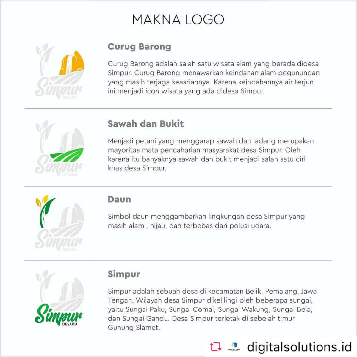 Simpur_Desaku's tweet photo. Desain logo desa Simpur merepresentasikan pedesaan asri dan alami, dengan icon air terjun, bukit , sawah 

#logoinspirations #logodesigner #logotype #desainlogo #logomaker #logo #logos #canvaspainting #canva #canvadesign https://t.co/e2Ls3TwZ2E