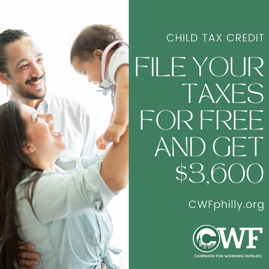 You can still file your taxes and receive $3,600 for children under 6 and $3,000 for children between 6-17!

File with us cwfphilly.org/resources/chil… for FREE and get your Child Tax Credit.

#CTC #FreeTaxFiling #ChildTaxCredit #Taxes #ChildBenefits