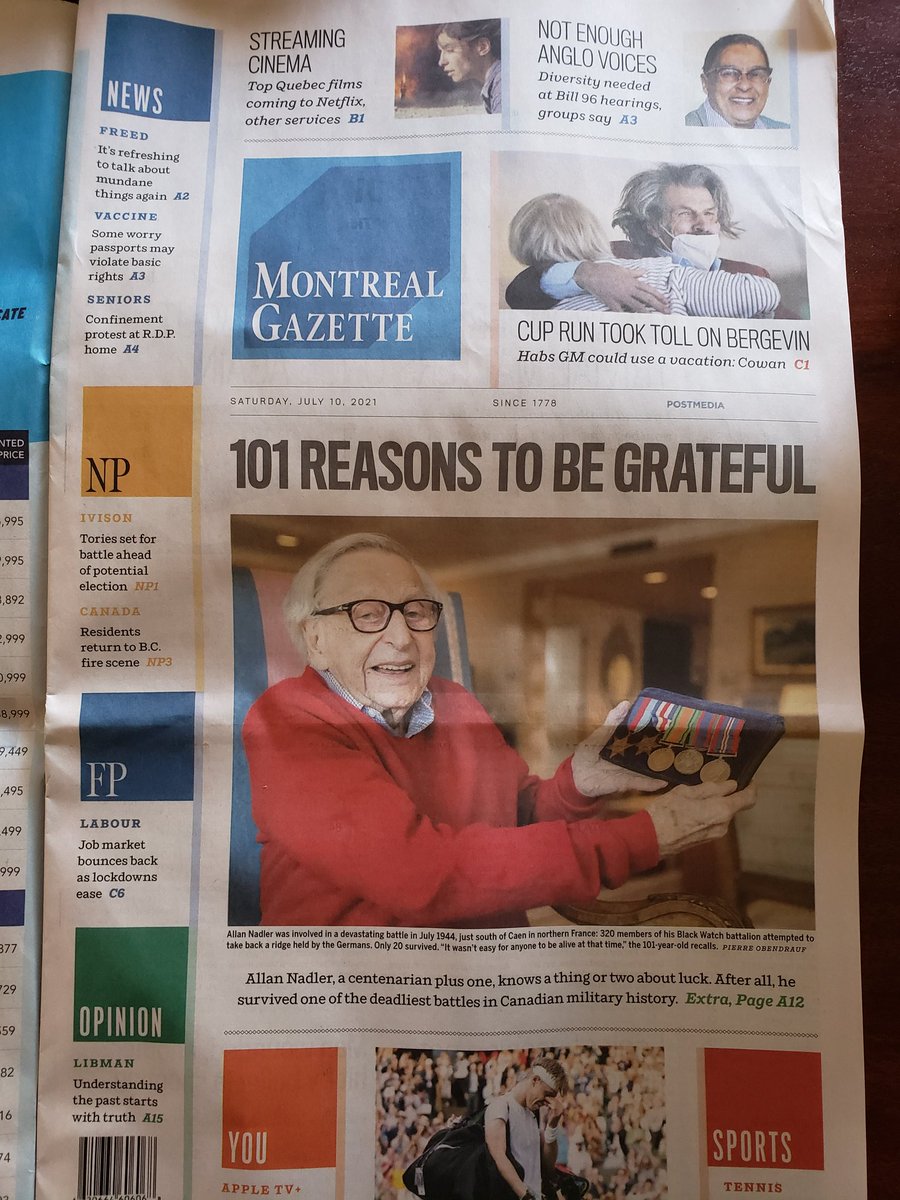 Great article today in the <a href="/mtlgazette/">Montreal Gazette</a> about Allan Nadler, a member of the <a href="/bwrhc/">Black Watch Canada</a> during World War 2