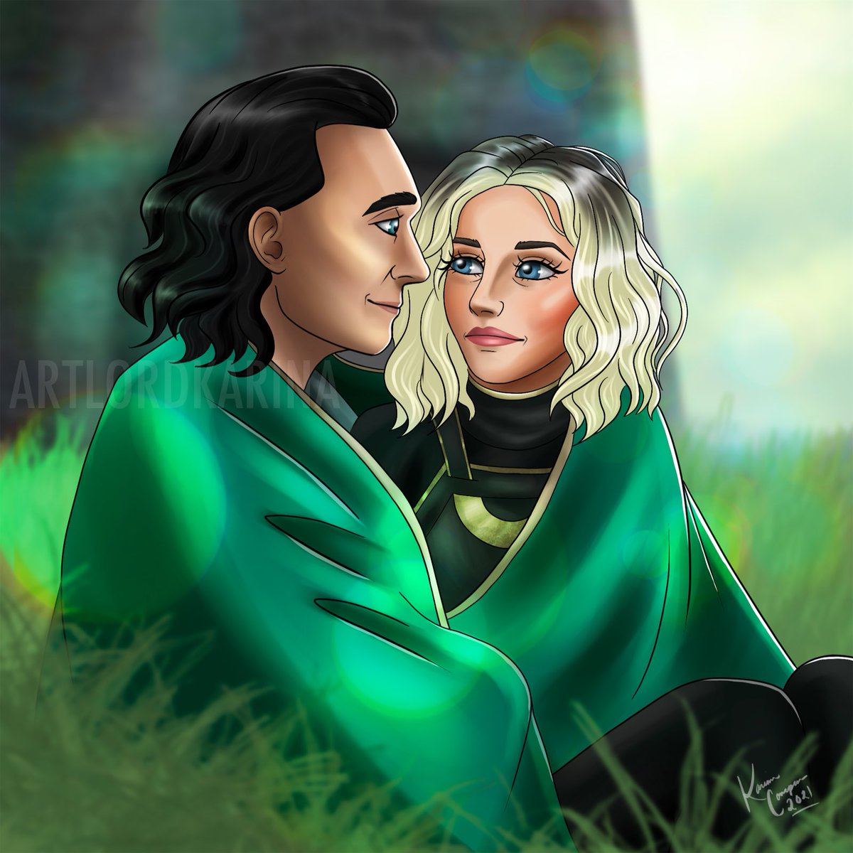 artlordkarina's tweet photo. “It’s not very snuggly.
“Okay” 😅
“Is it a tablecloth?”
“No it’s a blanket.”
“Thank you.” 🥺
•
Here’s my Sylki fanart 💚 I really loved this scene between them, it was so cute!
•
#sylkie #lovedagger #enchantricks #lovie #loki #sylvie #lokiseries #lokifanart #sylki https://t.co/2BIhpbeAB0