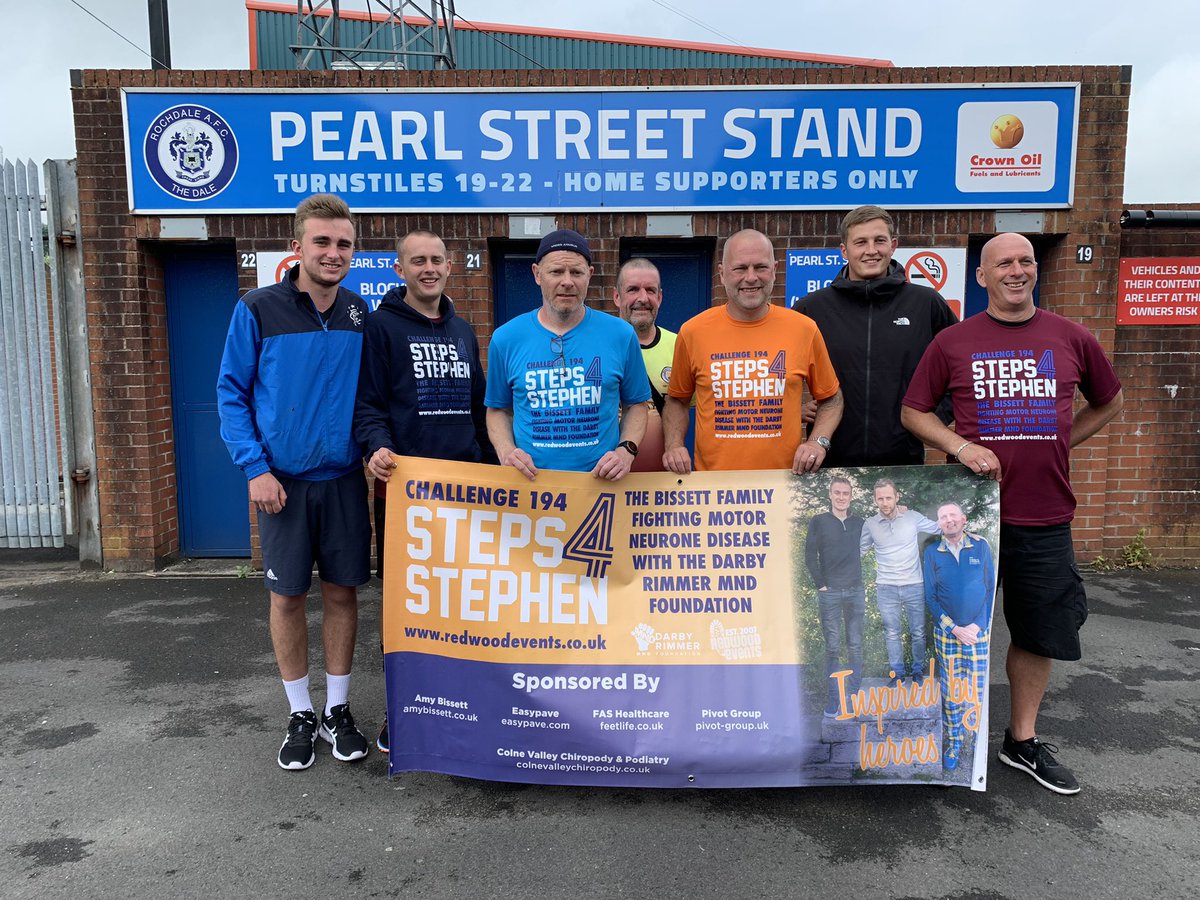 Redsmail's tweet photo. #Steps4Stephen walkers have come through the Pennines monsoon and past through @officiallydale and @OfficialOAFC and are now bound for @FCUnitedMcr. Over £8000 raised for @DarbyRimmerMND now. #AttackMND https://t.co/w5QIYxksUG