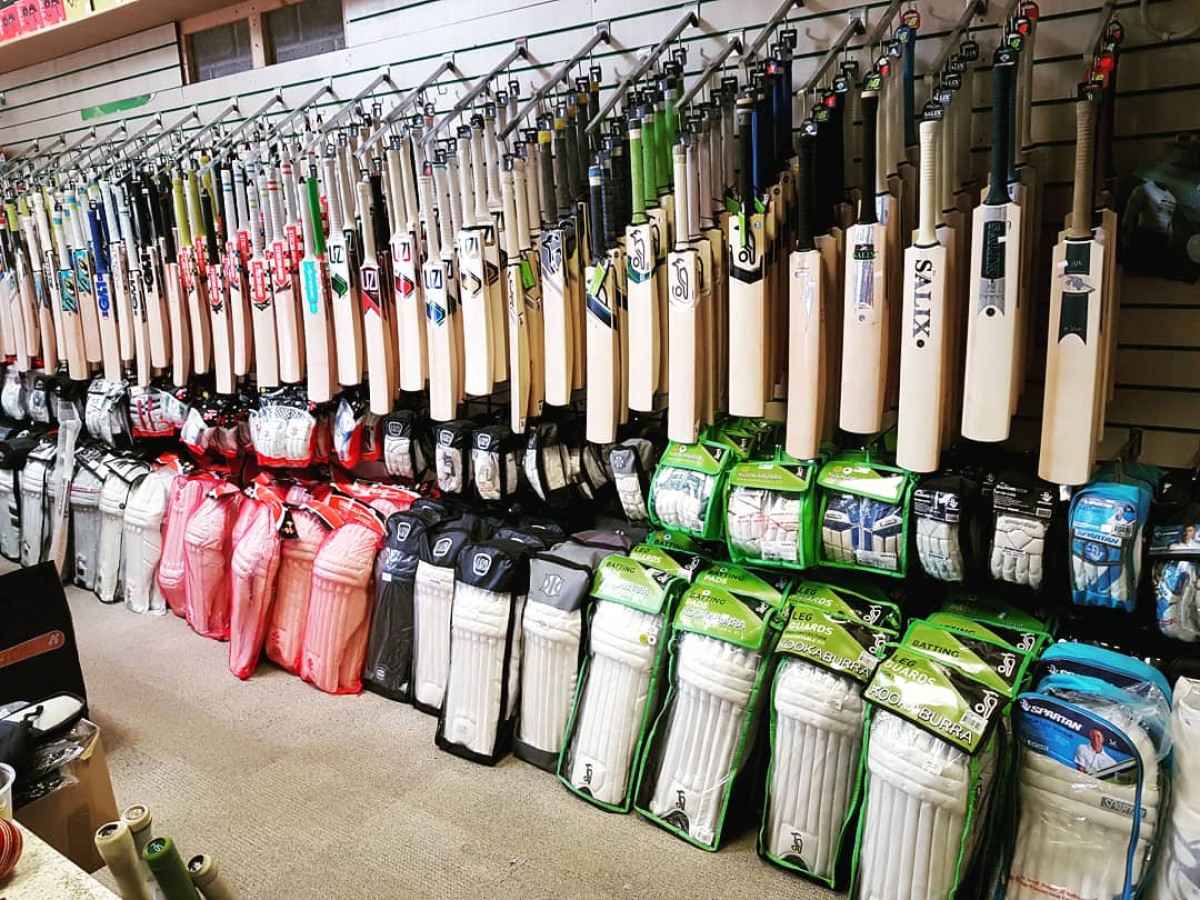 paulg's tweet photo. Went to visit the legendary Uzi's in Swindon to buy 12 yo a new cricket bat. An Aladdin's cave of bats, each individually selected by the owner. https://t.co/uHXC2O2M4d