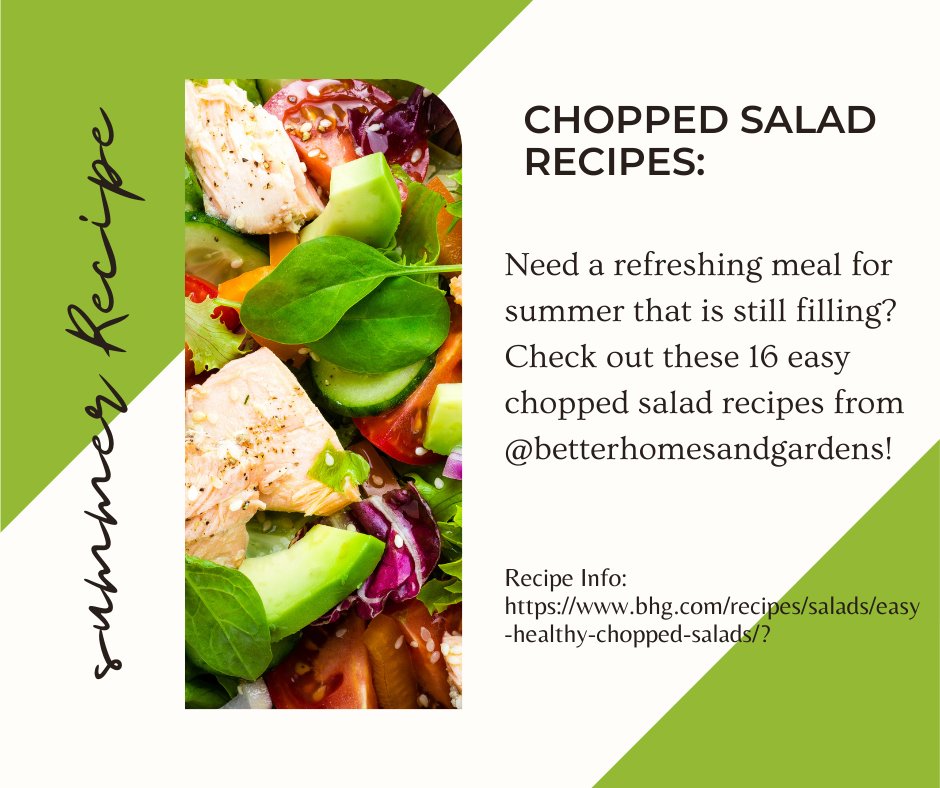 #Summer calls for #RefreshingMeals! 

#Recipe:
bhg.com/recipes/salads…? ⁠

#summerrecipes #choppedsalad #salad #betterhomesandgardens #saturday #realestate #realestatelife #realestateteam #chicago #wisconsin #remaxagents #remaxhustle #listingsbyleslie