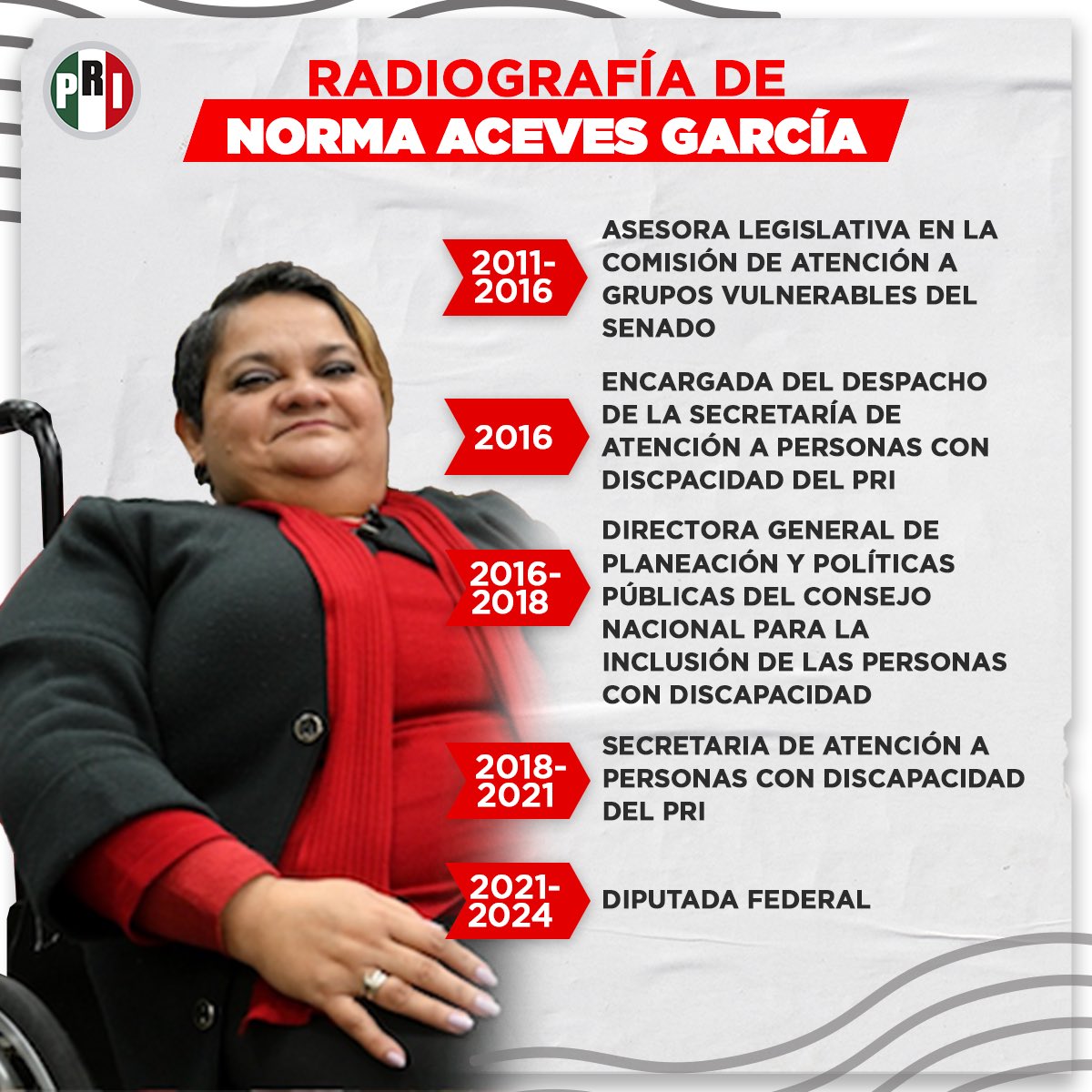 Las personas con discapacidad tendrán una diputada que encabece sus causas en la próxima legislatura de la Cámara de Diputados. 
Conoce a @normisacevesg y su amplia experiencia en temas de inclusión y discapacidad.