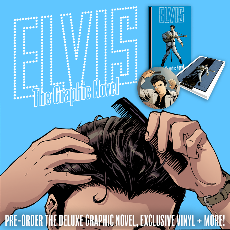 ElvisPresley's tweet photo. Elvis: The Official Graphic Novel chronicles how a young man became The King of Rock ‘N’ Roll. 

Pre-order here: https://t.co/mb3cGuOEqs 

@Z2comics #ZipComics #ElvisPresley #GraphicNovel #King #RockNRoll #Icon https://t.co/0GxrL5O11H