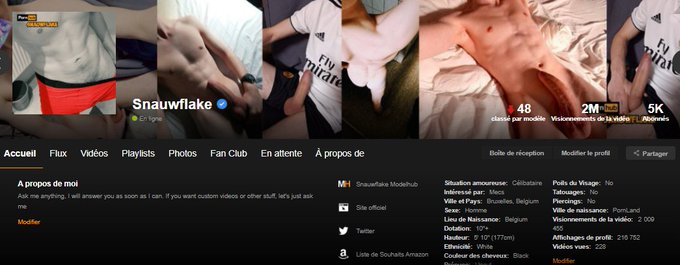 Snauwflake, c'est aussi 2 Millions de vues sur Pornhub et plus de 5k Abonn&eacute;s ! 101 Vid&eacute;os post&eacute;es, et