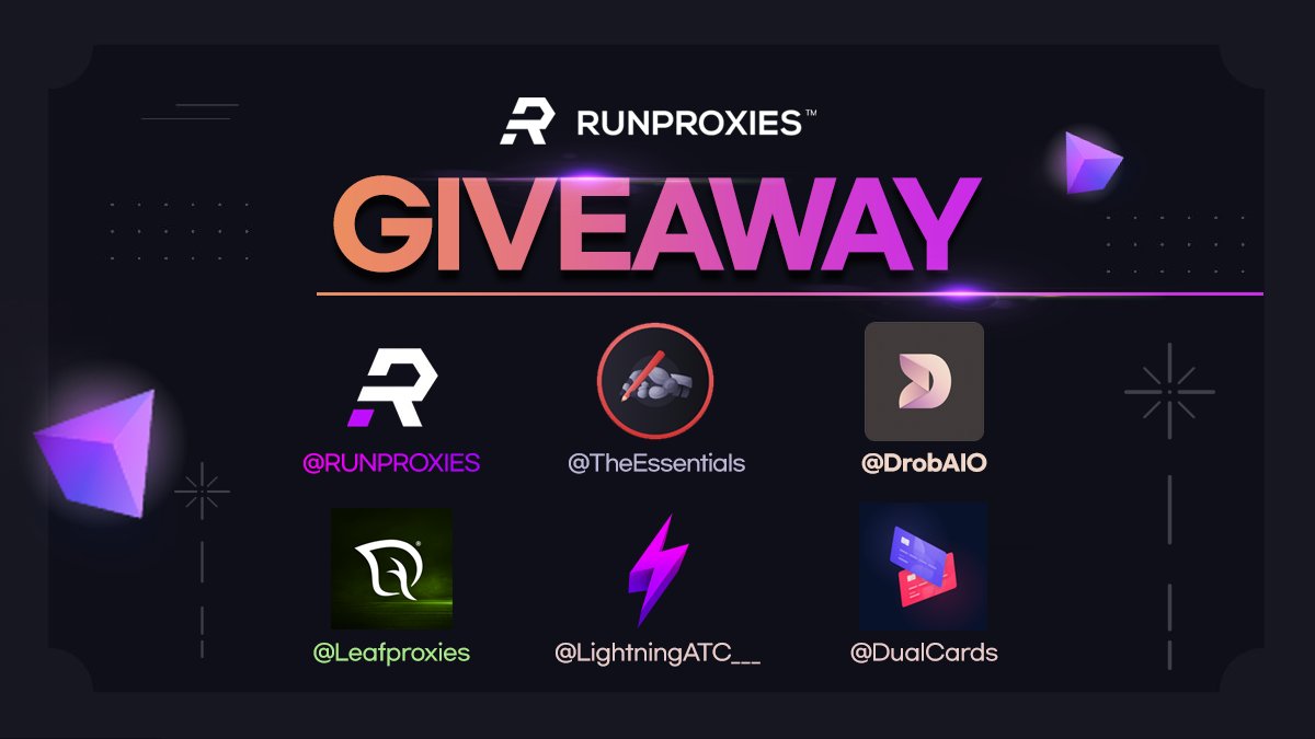 StevenNorblz's tweet image. Big giveaway!! 

@RunProxies 4GB x 2
@Leafproxies 4GB x 2
@TheEssentiaIs 1 month membership x 1 
@DrobAIO 2x Key (Free 1 month then $28/month)
@LightningATC___  key x 1
@DualCards Premium Membership x1

Like 💓
Follow✌️
RT🔁
Tag 3 friends and say something nice 😅