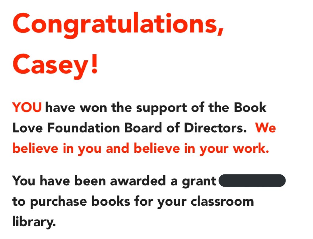 MrsHackett305's tweet photo. I am so ecstatic and honoured to have been chosen for a #BookLoveFoundation grant to continue building my classroom library for students @GLRobertsCVI. 😁😃📚. Thank you @booklove4life! https://t.co/eCKqWFHG3X #SelfSelectedReading #Choice #ReadingVolume https://t.co/tkWBJMSi75