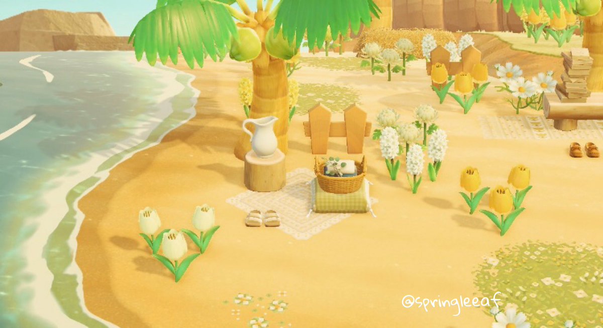 springleeaf's tweet photo. spring beach areas 🌼🌿

#AnimalCrossing #ACNH https://t.co/DlaGMm4eD9