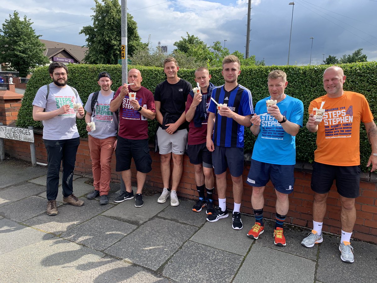 Redsmail's tweet photo. #Steps4Stephen big thanks to Jess at Chadderton @McDonaldsUK for looking after our walkers with free McFlurries on this hot afternoon. Very much appreciated. #AttackMND @DarbyRimmerMND https://t.co/jax8be1Irc
