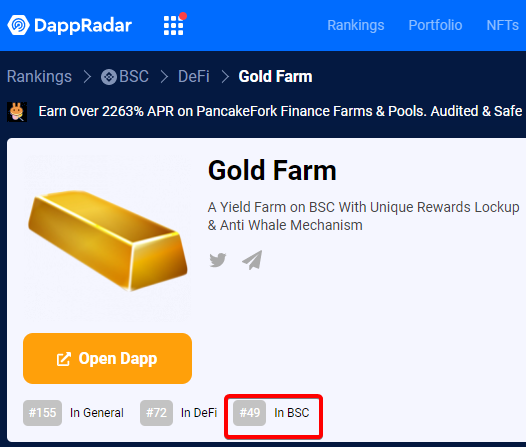 ⌛Farm started 45 minutes ago !

We reached top #50 apps on dappradar 😱

⬇Check us over there ⬇
dappradar.com/binance-smart-…