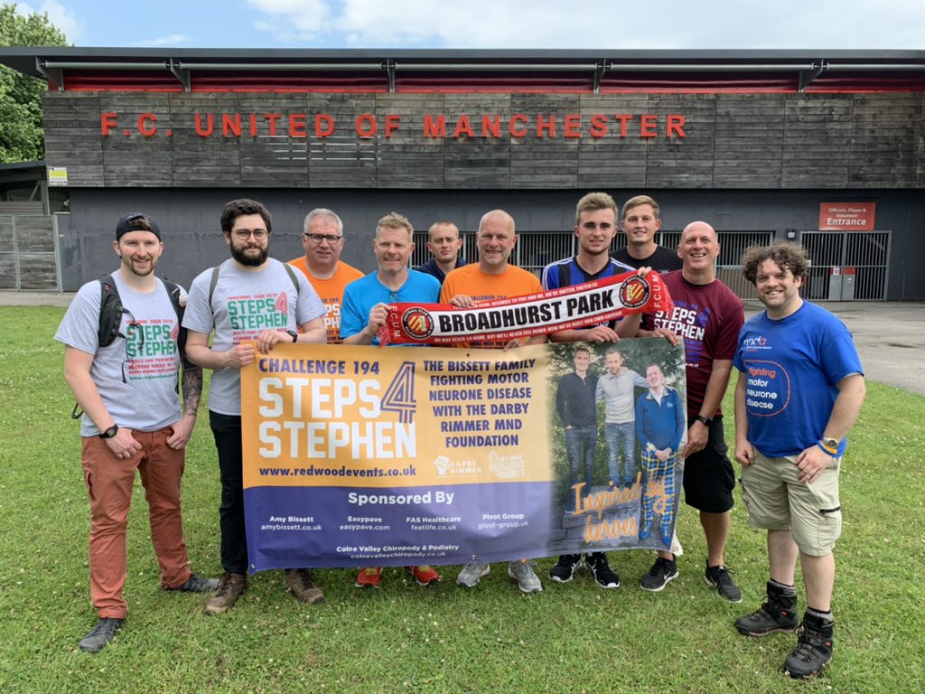 Redsmail's tweet photo. @GregBroadhurst @MNDManchester @FCUnitedMcr #Steps4Stephen thanks to @GregBroadhurst for meeting us at @FCUnitedMcr. Estimate that Andy, @BissettScott & @HarryHbiss have now raised around £8100 for @DarbyRimmerMND. Greg is a long time supporter of MND causes. https://t.co/os90K4lcvb