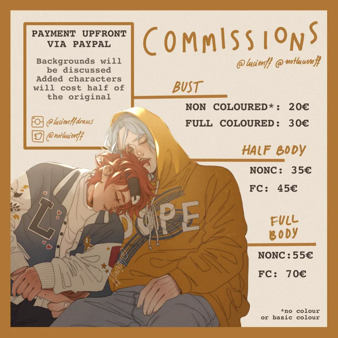 Redesigned my commission sheet cuz p*ypal sucks but i need money 😌 please give me your money so i can keep procrastinating 